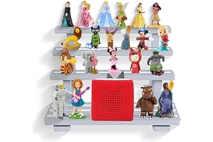 FURAOMEILI for Tonies Shelf Magnetic,for Tonie Storage Stand Rack Display Risers,for Toniebox Characters Figures Shelves, Holds 45 Figurines,Compatible Charging Station for Children Kid's Room,Pine (Gray White)