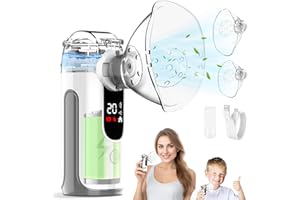 BIAOQINBO Inhalationsgerät für Erwachsene und Kinder,Leiser Vernebler Inhaliergerät mit Timer und Display,Inhaliergeräte Tragbarer mit 2 Maske und Mundstück,1200mAh USB Wiederaufladbar Inhalator