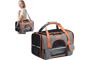 PETCUTE Trasportino per gatti, approvato dalle compagnie aeree, per cani di piccola e media taglia, traspirante, con apertura superiore e laterale, tracolla, trasportino da viaggio per animali