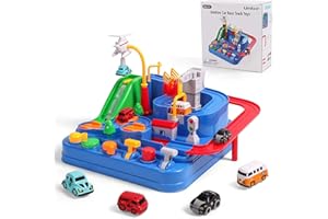 Umitive Circuit Voiture Enfant, Piste Aventure de Voiture Jouet, Jouets d'Sauvetage Ville Véhicules avec Ville Piste, Jeux d'Educatifs Montessori pour Garçon Fille 3 4 5 6 Ans (Small)