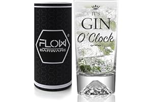 FLOW Barware Bicchiere da gin alto da 360 ml, per uomo/donna con base pesante unica, set regalo di bicchieri da gin tonic, bicchieri alti da gin e tonic