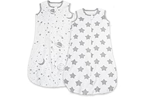 GLLQUEN BABY Baby Sleep Bag for Newborns, 12-18 months 0.5 TOG 100% Cotton,Oeko-tex100 Sleeveless Swaddle Blanket Unisex for Boys and Girls, New Born Baby Essentials (Star)