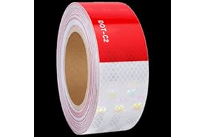 TONAUP Ruban Adhésif réfléchissant, 10M x 5cm Haute Visibilité Autocollants Ruban, Bande de Sécurité Auto-Adhésive pour Véhicules Voitures Remorques Bateaux, Rouge et Blanc