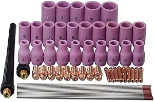 RIVERWELD TIG Ugello Alluminio Collets Corpo Elettrodo Tungsteno Fit SR PDA DB WP 9 20 25 Torcia Saldatura Tig 60pcs