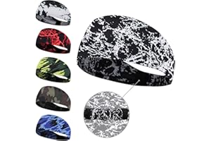 WUFANC Cinta Pelo Deporte 6 Pcs - Diadema Hombre, Absorben El Sudor, Son Transpirables y Elásticas - Cinta Pelo Deportiva, Adecuadas Ideal para Yoga, Correr, Practicar Deportes, Aptitud Física