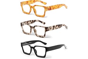 JM Paquete de 3 Gafas de Lectura Cuadrados, Gafas Presbicia con Bloqueo a Luz Azul Para Mujeres y Hombres