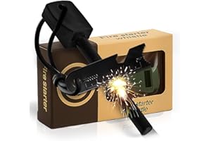 VELVORA - Pedernal Supervivencia Profesional - Arrancador de Fuego de Acero - Kit de Supervivencia al Aire Libre para Acampada y Senderismo - Encendedor de Ferrocerio 20.000 Usos - Camping Accesorios.