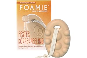 Foamie Gel de ducha fijo con huesos de albaricoque y manteca de karité, exfoliante de ducha para piel suave y aterciopelada, ducha fija 100% vegano, sin plástico, libre de silicona, 80 g