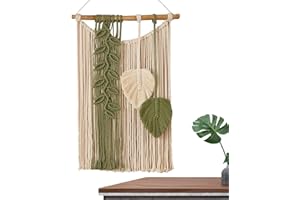 cypreason Tapisserie murale bohème en macramé - Rideau en coton avec pompons - Beige - Décoration d'intérieur faite à la main - Belle tapisserie murale en fil pour chambre à coucher