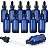 Ulable 12 x 30 ml Glasflaschen, leere blaue Flasche mit Glaspipette für ätherische Öle