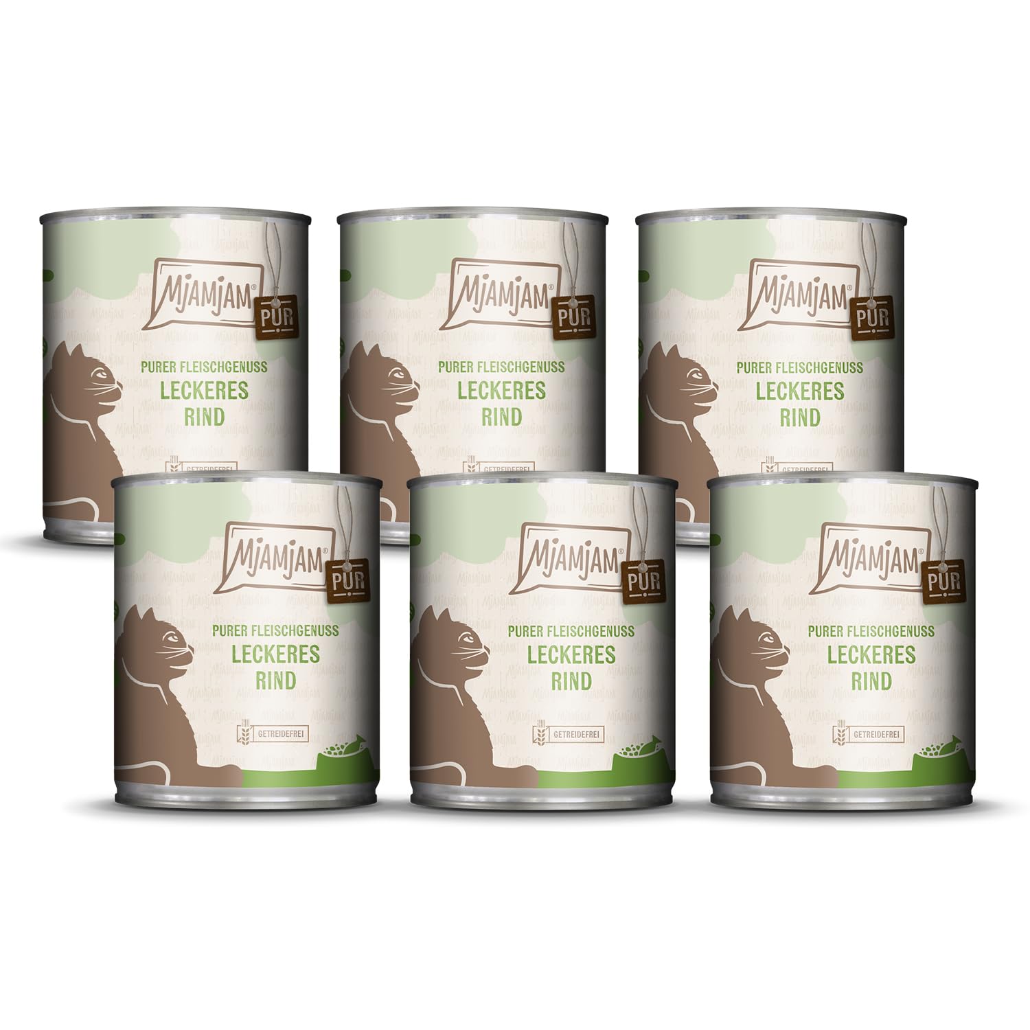 MjAMjAM - Comida húmeda Premium para Gatos - Deliciosa Pura Carne de Vacuno, Pack de 6 (6 x 800 g), sin Cereales con Carne Extra