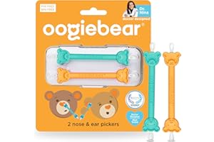 oogiebear - Nose and Ear Gadget. Safe, Easy Nasal Booger and Ear Cleaner for Newborns and Infants. Dual Earwax and Snot Remover. Aspirator Alternative - Two Pack with Case - Orange Seafoam