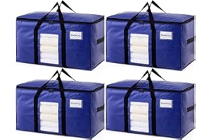 TAILI Umzugstasche extra groß,4 PCS tiefblau Aufbewahrungstasche mit Griffe & Deckel Sichtfenster Aufbewahrung Kleidung Bettdecken Reisen Umzug Bettzeug,Alternativen zu Umzugskartons