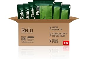 Relo Spicy Meatball Pasta | 350g Ready-to-Eat Survival Food Pouches | Camping Food Pouches with High-Protein (38g), High-Fibre, Low-Fat, Low-Sugar, Low-Cal, Low-Carb, Keto-Friendly (7 Pack)