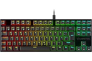 ‎OVERSTEEL Oversteel - KOVAR USB Gaming TKL Tastatur, RGB beleuchtet, mechanischer Schalter Outemu Red, Anti-Ghosting, Deutsches Layout PC/MAC/Android