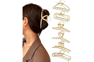 Kavya Pinzas Pelo Mujer, 6 Pcs Pinzas de Pelo Grande Antideslizante Metálicas Pinza Pelo Francesas, Accesorios Para el Cabello Grueso de Mujeres y Niñas