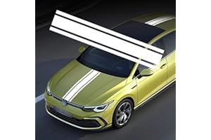 TOMALL 124.5 cm x 22.2 cm Motorhaube Streifen Aufkleber Auto Racing Körper Seite Aufkleber Rock Dach Motorhaube Stoßstange Streifen Aufkleber Vinyl Streifen Dekoration für Auto (Weiß)