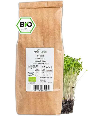 Topfruits Brokkolisamen BIO (250g, Sorte rabe aus Italien) zur Aufzucht von  Brokkolisprossen mit hohem Sulforaphan Gehalt : Amazon.de: Garten