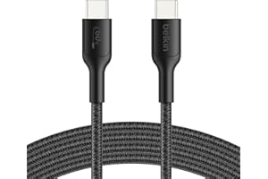 Belkin Kabel USB-C na USB-C dla graczy 60 W (2m), Kabel w oplocie do szybkiego ładowania Nintendo Switch 2, iPhone 16, iPhone 15, iPad, MacBook Air, Chromebook, Samsung Galaxy S25 Ultra – Czarny