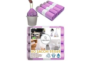 LOLLO STORE 60 Sacchetti Spazzatura 55x65cm Rosa, Profumati, 40 litri Antiodore Con Maniglie Tira e Chiudi, Buste Spazzatura Per Raccolta Differenziata, Sacchetti Pattumiera In Alta Densità In Polietilene