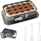 Rectangular Mould with Base Square Mould Removable Non-stick Rectangular Deluxe 28 x 18 x 6.5 cm with 3 Silicone Spatulas