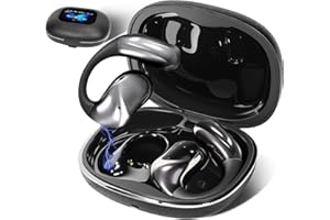 CANAREEN Open Ear Earbuds, Bone Conduction Wireless Earphones with Touchscreen, Bluetooth 5.4, Over Ear Earphones with Silicone Ear Hooks, 120 Standby Time, IPX5 Waterproof, Touch Control Fit Sports (Black)