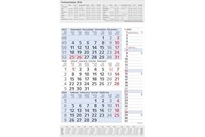 3-Monats-Planer Combi Blau 2024: 3-Monatskalender groß I Wandplaner / Bürokalender mit Datumsschieber, Ferienterminen, Vor-und Nachmonat und Jahresübersicht I extra Streifenplaner I 30 x 47,8 cm