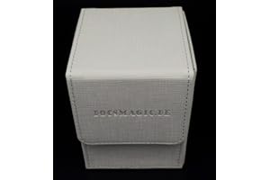 docsmagic.de Premium Magnetic Flip Box (100) White + Deck Divider - MTG PKM YGO - Kartenbox Weiss