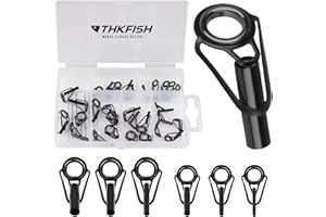 THKFISH Kit de reparación de cañas de Pesca Kit de reparación de Punta de Varilla Acero Inoxidable Guía de Anillo de cerámica 6 Tamaños 30 Piezas Pequeña/Grande Estilo