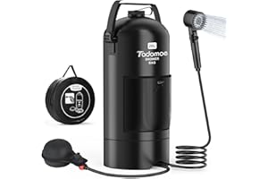Tadomoe 20l Douche Solaire Camping avec Pompe à air à Pied, Douche Portable avec Sac et buse pour extérieur Camping, Randonnée et Plage