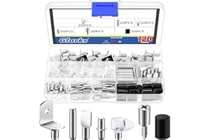 Glarks 140pcs 6 Style Shelf Pins Shelf Peg Pins Kit, Includes Plastic Cabinet Shelf Support Pins, Flat Spoon Pegs, Cylindrical Pins Holder, L-Shaped Shelf Support Pegs, Dowel Pins, Screw in Shelf Pins
