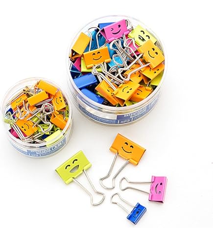 48 Bunte Metall-Klammern Mit Smiley-Gesichtern - Für Büro & Schule