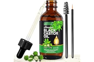 CCKULOOB Huile de ricin pour cheveux, 60 ml, huile de ricin noire jamaïcaine, 100 % pure, naturelle et pressée à froid, huile de ricin organique pour le corps, les cheveux, les ongles, les cils, les sourcils