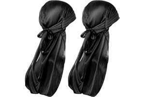 Qianyu Designerski jedwabisty durags długi ogon ultra kompresyjny oddychający materiał premium dla kobiet mężczyzn premium wszechstronny satynowy Deluxe Durag dla mężczyzny 360 fala czapka idealny