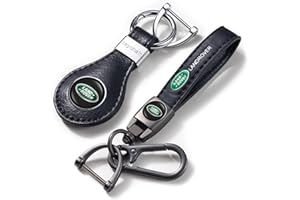 LABSTANDARD for Land Rover Keyring, 2PCS Leather keychain fit for Land Rover LR2 LR3 LR4 Range Rover Sport Defender Discovery Sport LR4 Land Cruiser, Unisex Key Chain for Car, Black