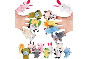BUFUNTO Finger PuppetsFinger Puppets, 10 Pcs Cute Soft Finger Puppetsfor Toddlers for Boys & Girls, Finger Puppets for Babies Toys Present for Kids Baby, Animal Finger Puppets for Shows, Playtime, Schools