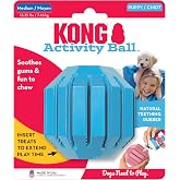 KONG Puppy Activity Ball Puppy Chew, Medium | Soft Rubber Puppy Chew Ball Relieves Teething Gums Refillable with Treats and S