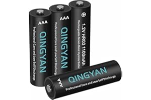 QINGYAN Lot de 4 Piles Rechargeables AAA NiMH Haute capacité, 1100 mAh, 1,2 V, Rechargeables 500 Fois, préchargées