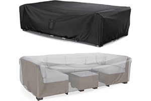 Mrrihand Copertura Tavolo Esterno 250x210x90cm, Copritavolo Esterno Impermeabile 600D Oxford, Anti-UV, Copertura Tavoli Giardino con Uscita d'aria per Tavoli e Sedie, Divani, Mobili in Rattan