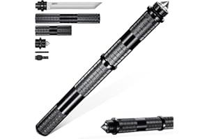 Japaknives Survival Messer 5 in 1 Jagdmesser Outdoor D2 Stahl Bushcraft Messer Hochwertige Aluminiumlegierung Multifunktionsstock mit Pfeife Glasbrecher Feststehende Messer für Camping Fischen Schwarz