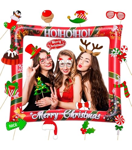Accessori Per Cabina Fotografica Natale – 30 Pezzi Con Bastoncini, Adesivi E Decorazioni Festive Per Feste E Foto Divertenti