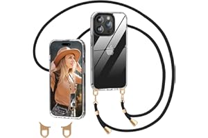 Dniodio Desmontable Funda con Cuerda para iPhone 15 Pro Max, Carcasa Transparente TPU Suave Silicona Case con Colgante Ajustable Collar Correa de anilla desmontable de Cuello Cadena Cordón（6.7“）