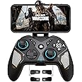 arVin Wireless Mobile Gaming Controller for iPhone/Android, Bluetooth Comfort Imitation Leather Gamepad Non-Slip with LED Light/4*Programming Back Buttons