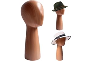 TINGSING Manichino, espositore per cappelli GFRP, in finto legno, 55,9 cm, modello astratto con testa di manichino, supporto per cappelli, per negozio, parrucchiere, decorazione per la casa, alto