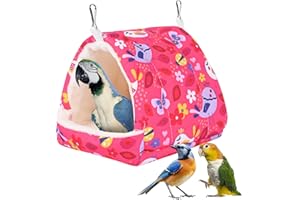 FNAOBAI Bird Bed for Cage Warm Winter Nest Hammock with Hanging Hook Cage Accessories for Small Birds Parakeets Cockatiels Love Birds Cockatiels Conures Hamster (Red, M)