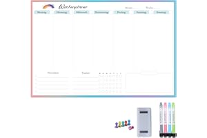 ‎AMO HERMOSO AMO HERMOSO Magnetischer Wochenplaner 45x30cm Abwischbar – Magnettafel für Kühlschrank, Haushalt & Büro – Idealer Hausarbeitsplan, To-Do-Liste, Essensplan & Einkaufsliste
