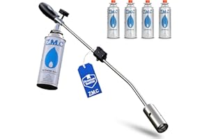 Z.M.C ZMC Unkrautvernichter 2,5 kW + 4 Gaskartuschen 227g, Unkrautbrenner mit Piezo-Zündung, Abflammgerät mit einstellbarer Flammenleistung bis zu 1400 °C
