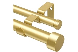 KAMANINA Dubbel gardinstång guld 167–304 cm, 25 mm utdragbara gardinstänger för öljettgardiner, väggmonterad gardinstång med