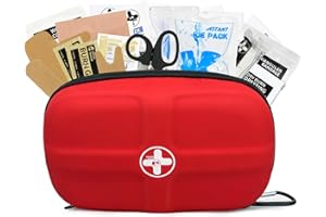 RHINO RESCUE Mini Kit di Pronto Soccorso, Piccolo Elemento di Emergenza Portatile Impermeabile per Viaggi, Casa, Auto, Dormitorio, Campeggio, Escursionismo (Rosso)
