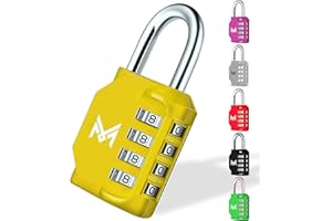 MERCURYAL Candado Combinacion - Candado Taquilla - Candados Seguridad 4 Dígitos - 1/2 UDS en Color Negro - Gimnasio, Cajones, Gym (1 Unidad, Amarillo)